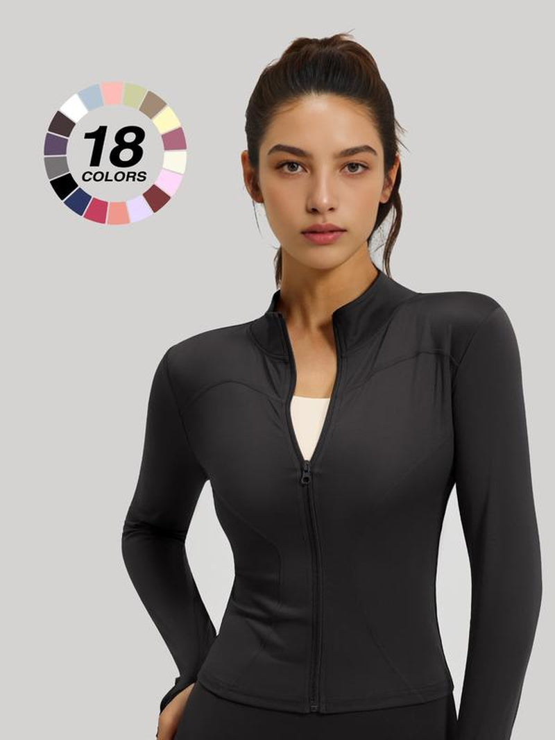 Zipper Sport Jacket Slim Fit for Exercise & Casual Wear, Lightweight Yoga Tennis Workout Coat, Gym Fitness Clothing, Pickleball Apparel