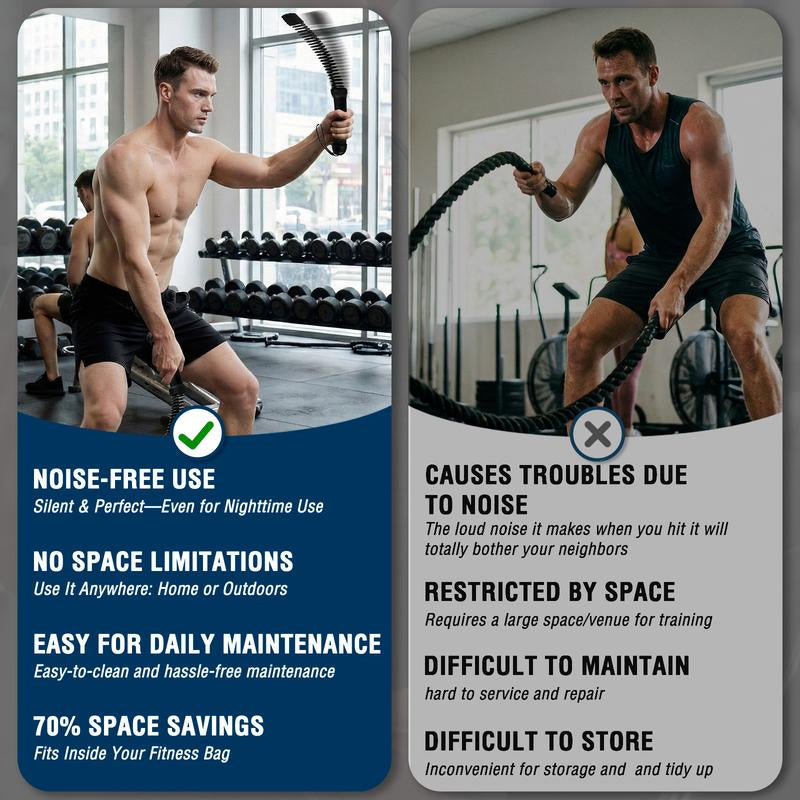 [Christmas Gift]2-In-1 Detachable Ropeless Battle Ropes&Fitbar,Pilates Barcardio Trainer for Home Gym-Quiet Portable Steel Handle Construction Compact Premium Material Ideal for Fitness Enthusiasts Workout Equipment Training Strength,Holiday