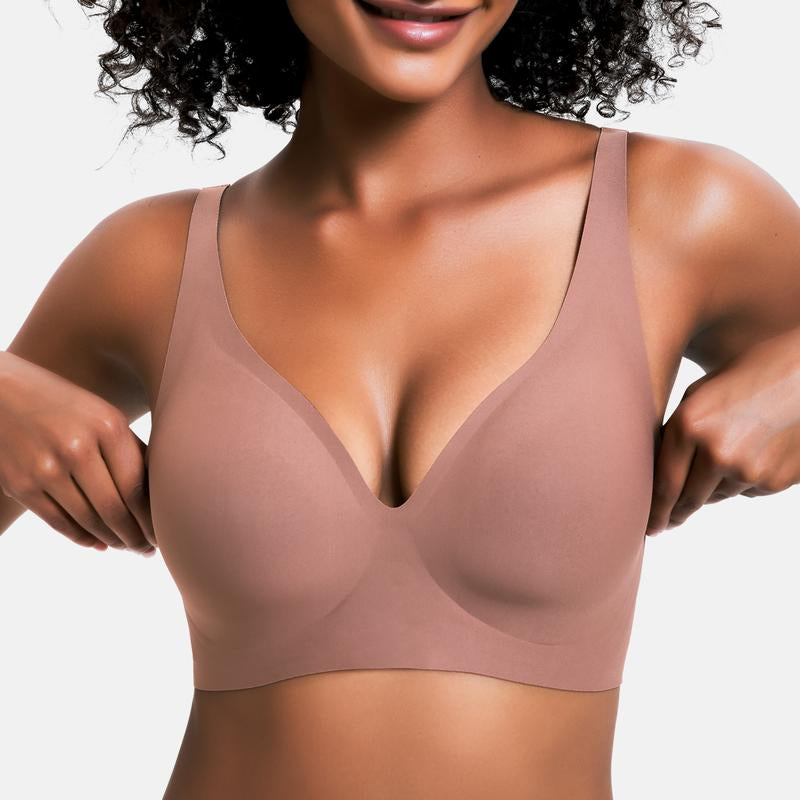Experience Unmatched Comfort with VRCOMFY Deep V Wireless Push-Up Bralettes - Your Go-To Everyday Bra!