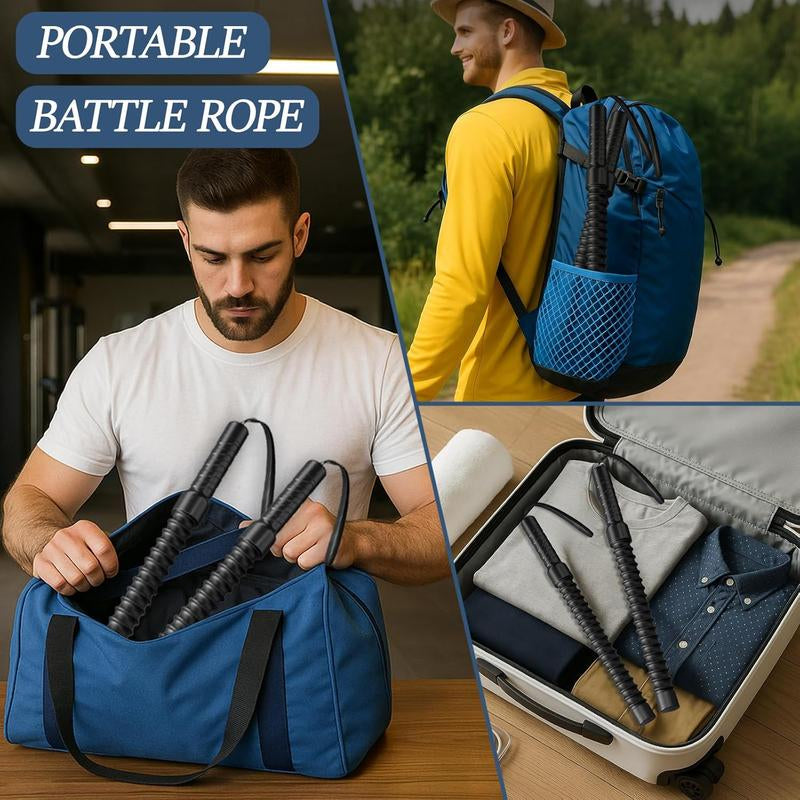 [Christmas Gift]2-In-1 Detachable Ropeless Battle Ropes&Fitbar,Pilates Barcardio Trainer for Home Gym-Quiet Portable Steel Handle Construction Compact Premium Material Ideal for Fitness Enthusiasts Workout Equipment Training Strength,Holiday