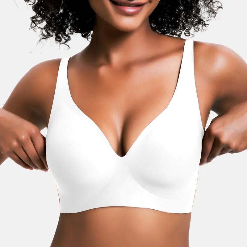 Experience Unmatched Comfort with VRCOMFY Deep V Wireless Push-Up Bralettes - Your Go-To Everyday Bra!