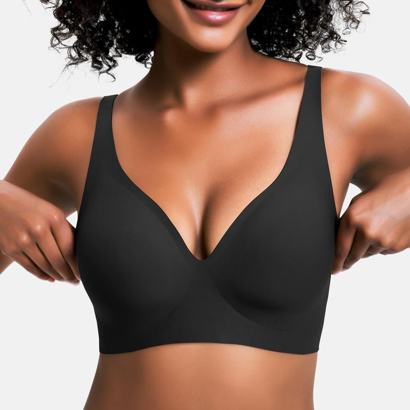 Experience Unmatched Comfort with VRCOMFY Deep V Wireless Push-Up Bralettes - Your Go-To Everyday Bra!
