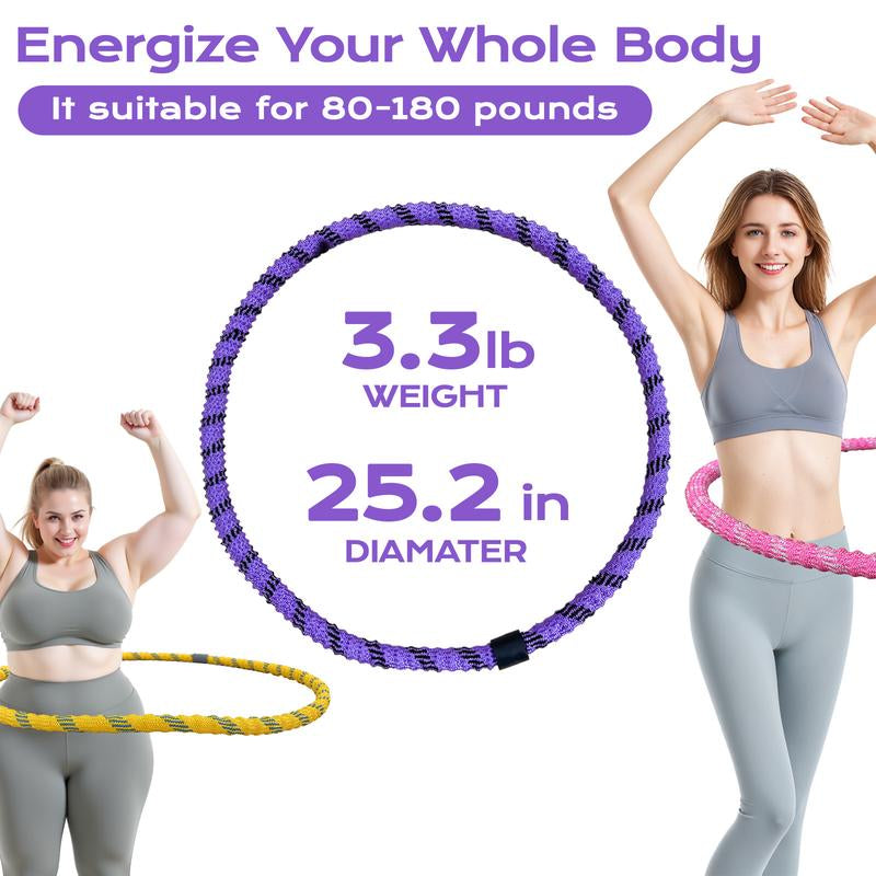 【HOLIDAY HAUL】 Hula Hoop with 3.3Lb Alloy Soft Spring, Full Body Workout, Boost Coordination & Flexibility,Waist-Friendly No Jam, Quiet, Easy & Convenient Home Fitness, Double Connection Anti-Break Design, Exercise Equipment